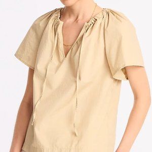 J Crew Tie-neck cotton-poplin top in white
